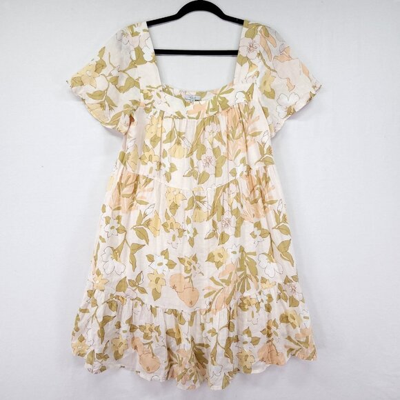 Rails Valentina Linen Mini Dress Size Medium Tiered Citrus Floral Print - Picture 3 of 12